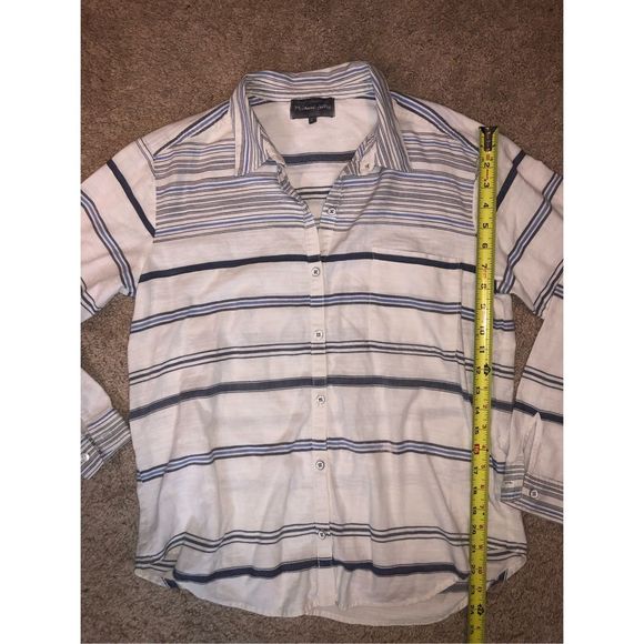Anthropologie Michael Stars Boyfriend Stripe Button-Up Shirt, Size Medium - Picture 8 of 8